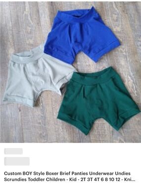 4 Handmade Boys Organic cotton boxer briefs no elastic pouch underwear